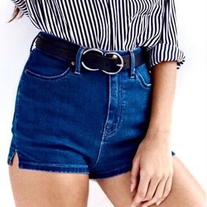 BDG women’s super high rise Spade Pin up blue jean shorts size 24